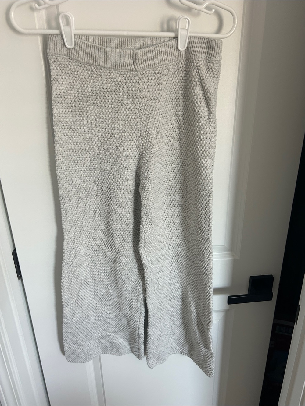 Cozy Wide-Leg Knit Pants in Light Gray